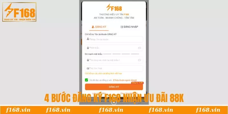 Đăng Ký F168 | Tham Gia Nhận Ngay Ưu Đãi 88.888 VNĐ 2 4 bước đăng ký F168 nhận ưu đãi 88K